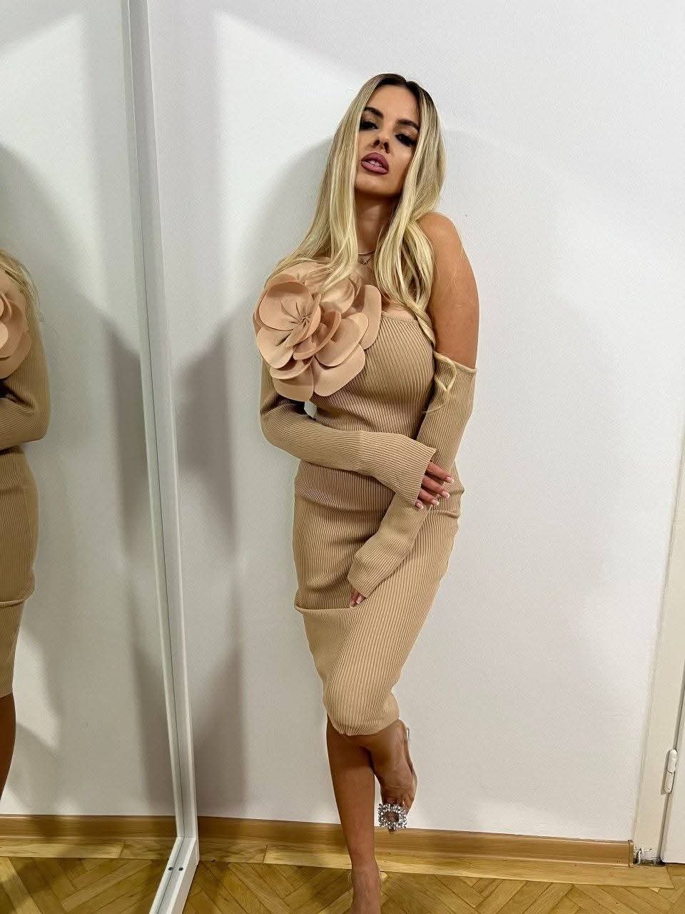 Beige Flower Dress