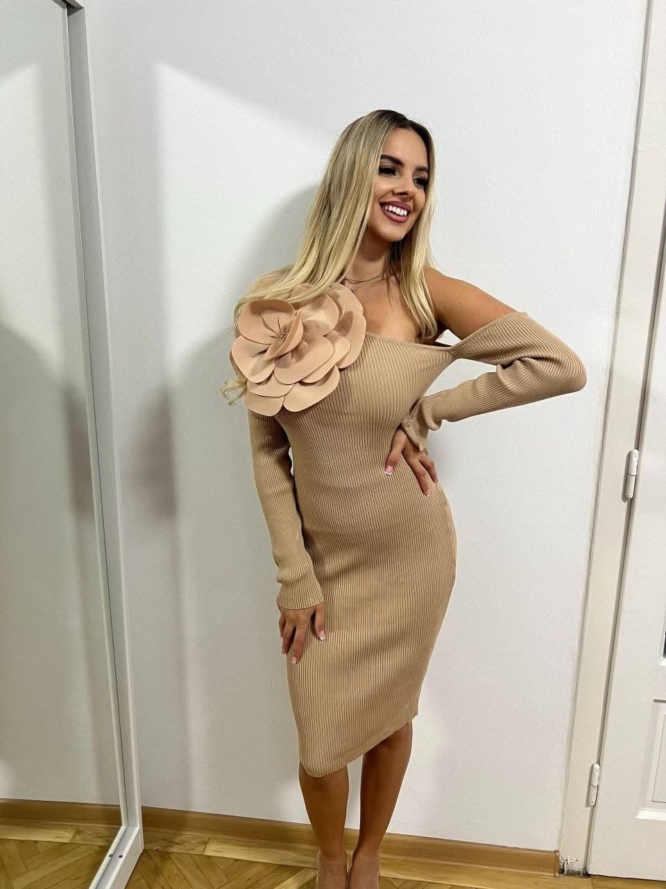 Beige Flower Dress