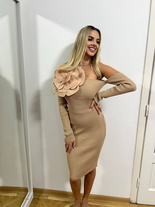 Beige Flower Dress