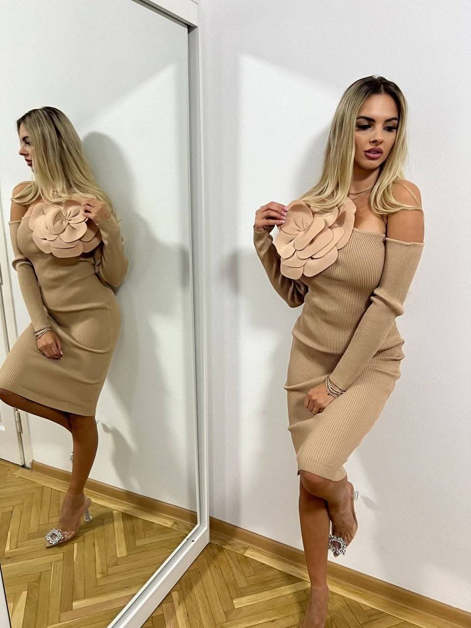 Beige Flower Dress