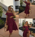 Wine Polka Dots Dress